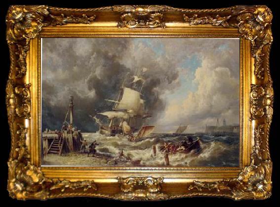 framed  unknow artist Seascape, boats, ships and warships. 58, ta009-2